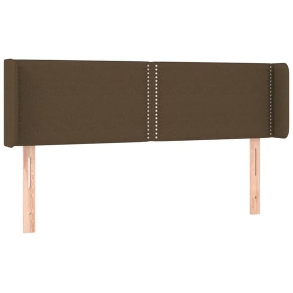 vidaXL sengegavl med kanter 147x16x78/88 cm stof mørkebrun