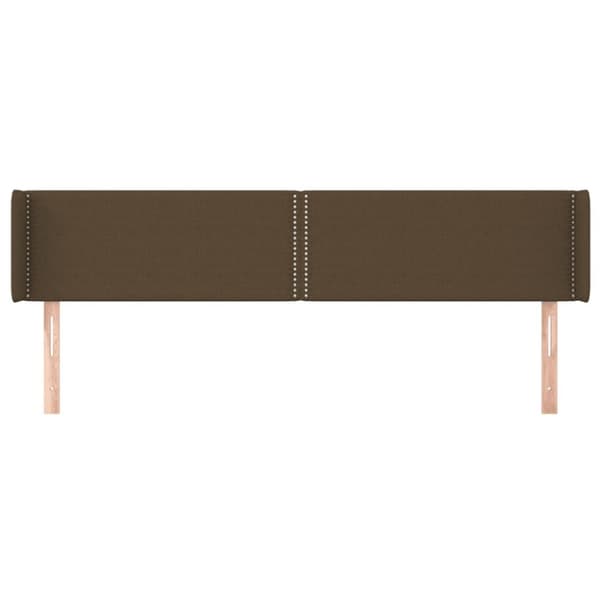 vidaXL sengegavl med kanter 163x16x78/88 cm stof mørkebrun