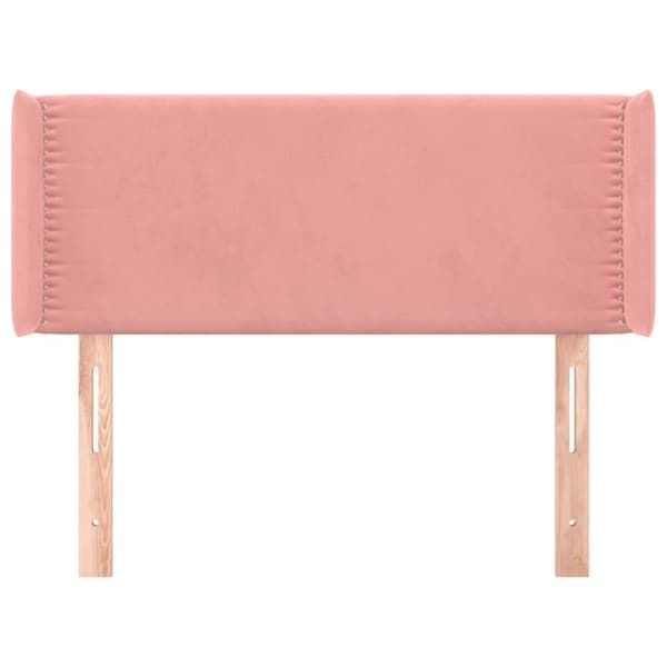 vidaXL sengegavl med kanter 83x16x78/88 cm fløjl lyserød