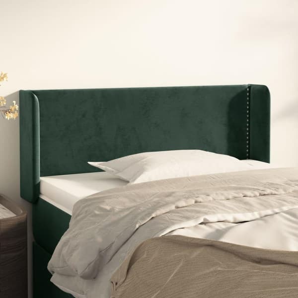 vidaXL sengegavl med kanter 83x16x78/88 cm fløjl mørkegrøn