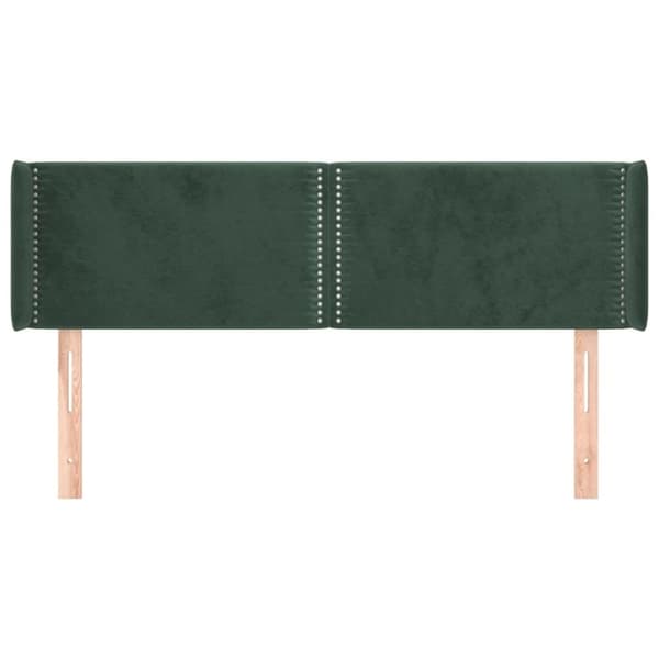 vidaXL sengegavl med kanter 147x16x78/88 cm fløjl mørkegrøn