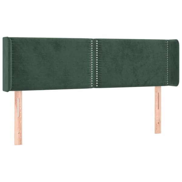 vidaXL sengegavl med kanter 147x16x78/88 cm fløjl mørkegrøn