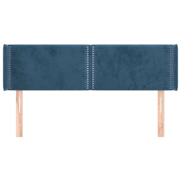 vidaXL sengegavl med kanter 147x16x78/88 cm fløjl mørkeblå