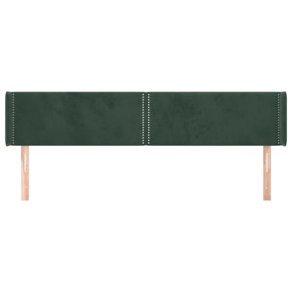 vidaXL sengegavl med kanter 163x16x78/88 cm fløjl mørkegrøn