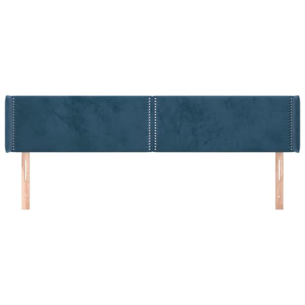 vidaXL sengegavl med kanter 163x16x78/88 cm fløjl mørkeblå