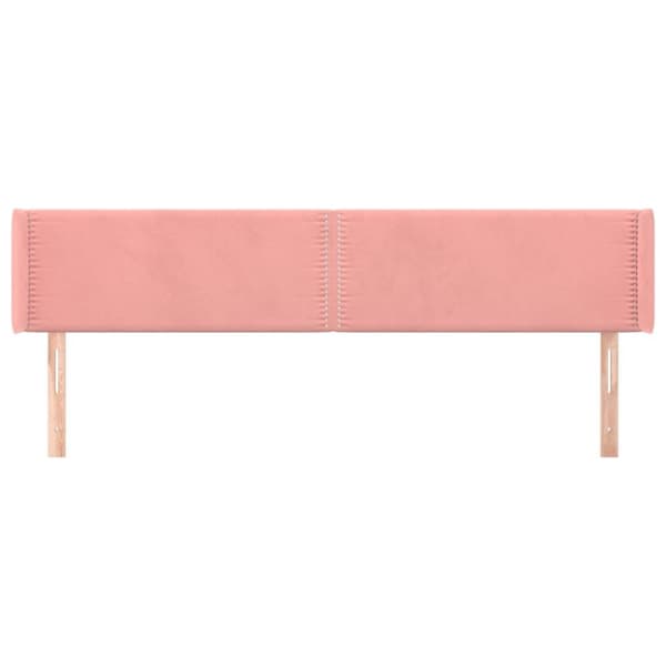 vidaXL sengegavl med kanter 203x16x78/88 cm fløjl lyserød
