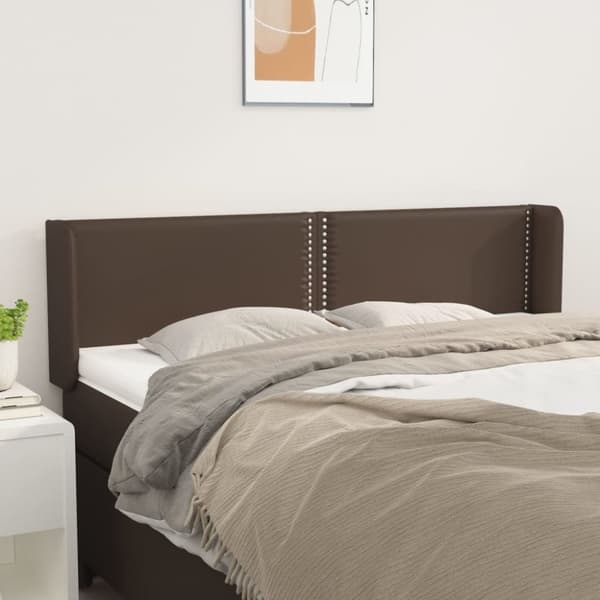 vidaXL sengegavl med kanter 147x16x78/88 cm kunstlæder brun
