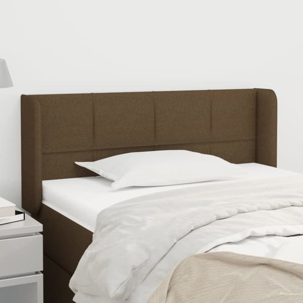 vidaXL sengegavl med kanter 83x16x78/128 cm stof mørkebrun