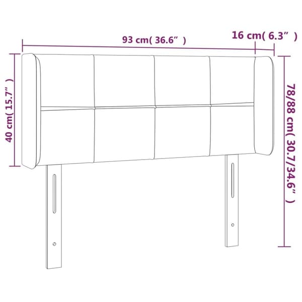 vidaXL sengegavl med kanter 93x16x78/88 cm stof sort