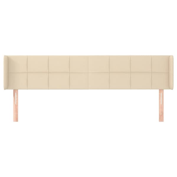 vidaXL sengegavl med kanter 203x16x78/88 cm stof cremefarvet