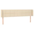 Miniatyrbillede 2 af 9: vidaXL sengegavl med kanter 203x16x78/88 cm stof cremefarvet