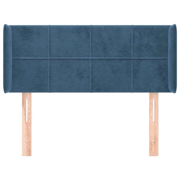 vidaXL sengegavl med kanter 103x16x78/88 cm fløjl mørkeblå