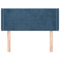 Miniatyrbillede 3 af 9: vidaXL sengegavl med kanter 103x16x78/88 cm fløjl mørkeblå