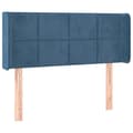 Miniatyrbillede 1 af 9: vidaXL sengegavl med kanter 103x16x78/88 cm fløjl mørkeblå