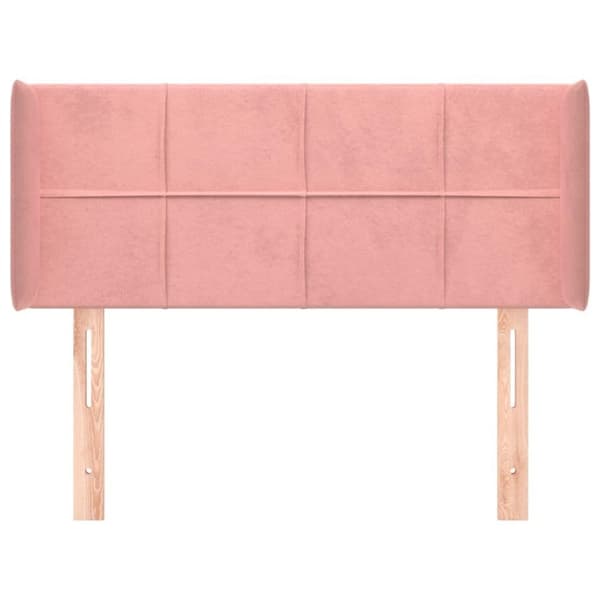 vidaXL sengegavl med kanter 103x16x78/88 cm fløjl lyserød