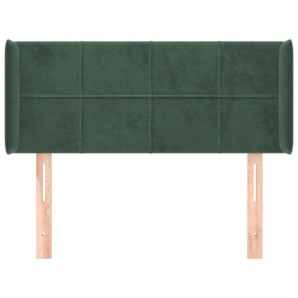 vidaXL sengegavl med kanter 103x16x78/88 cm fløjl mørkegrøn