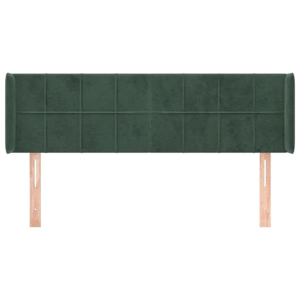 vidaXL sengegavl med kanter 147x16x78/88 cm fløjl mørkegrøn