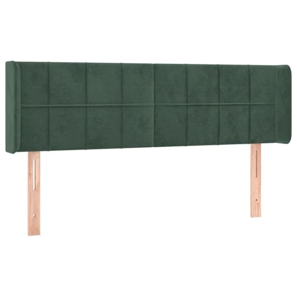 vidaXL sengegavl med kanter 147x16x78/88 cm fløjl mørkegrøn