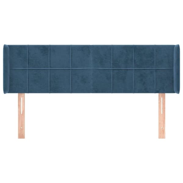 vidaXL sengegavl med kanter 147x16x78/88 cm fløjl mørkeblå