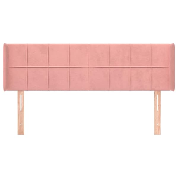 vidaXL sengegavl med kanter 147x16x78/88 cm fløjl lyserød