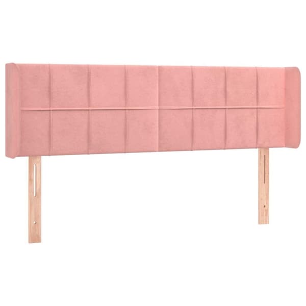 vidaXL sengegavl med kanter 147x16x78/88 cm fløjl lyserød