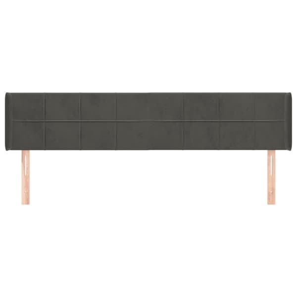 vidaXL sengegavl med kanter 163x16x78/88 cm fløjl mørkegrå