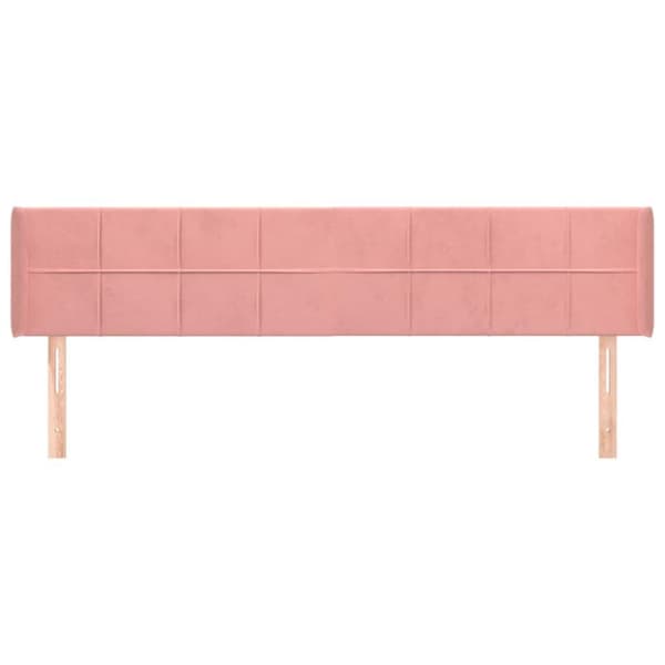 vidaXL sengegavl med kanter 183x16x78/88 cm fløjl lyserød
