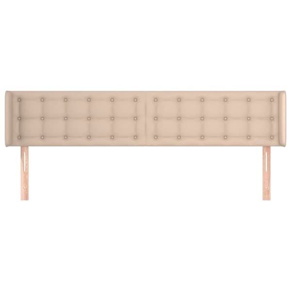 vidaXL sengegavl med kanter 163x16x78/88 cm kunstlæder cappuccino