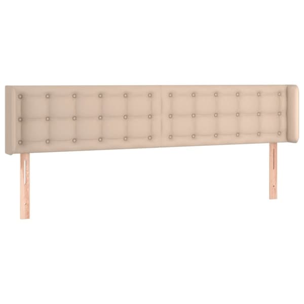 vidaXL sengegavl med kanter 163x16x78/88 cm kunstlæder cappuccino