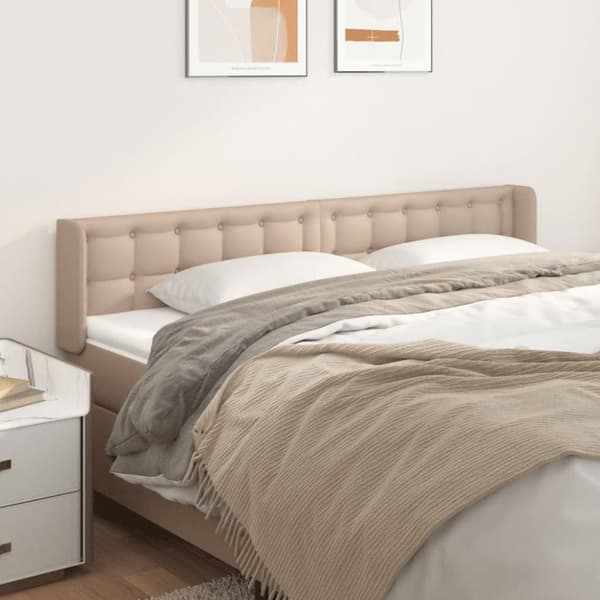 vidaXL sengegavl med kanter 163x16x78/88 cm kunstlæder cappuccino