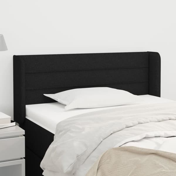 vidaXL sengegavl med kanter 83x16x78/128 cm stof sort