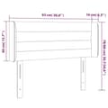 Miniatyrbillede 9 af 9: vidaXL sengegavl med kanter 93x16x78/88 cm stof sort