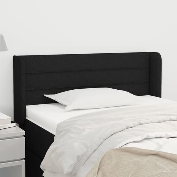 vidaXL sengegavl med kanter 93x16x78/88 cm stof sort