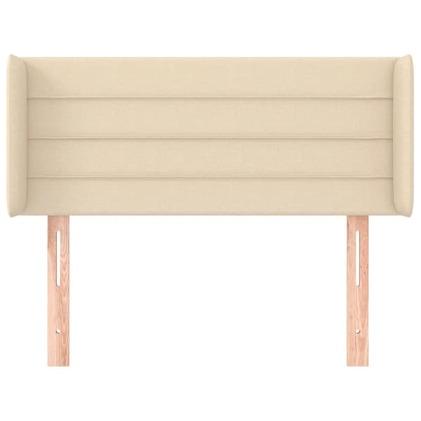 vidaXL sengegavl med kanter 103x16x78/88 cm stof cremefarvet