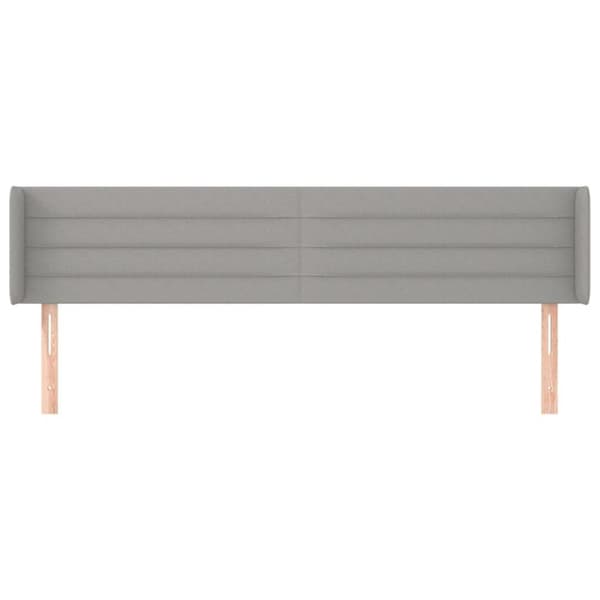 vidaXL sengegavl med kanter 183x16x78/88 cm stof lysegrå