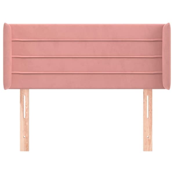 vidaXL sengegavl med kanter 83x16x78/88 cm fløjl lyserød