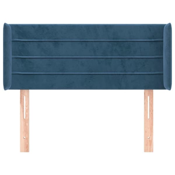 vidaXL sengegavl med kanter 83x16x78/88 cm fløjl mørkeblå