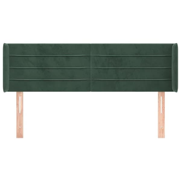 vidaXL sengegavl med kanter 147x16x78/88 cm fløjl mørkegrøn