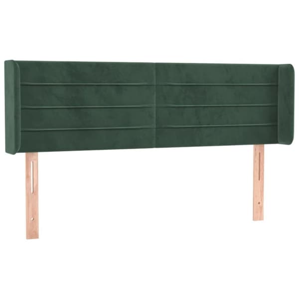 vidaXL sengegavl med kanter 147x16x78/88 cm fløjl mørkegrøn