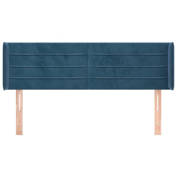 vidaXL sengegavl med kanter 147x16x78/88 cm fløjl mørkeblå