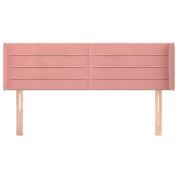 vidaXL sengegavl med kanter 147x16x78/88 cm fløjl lyserød