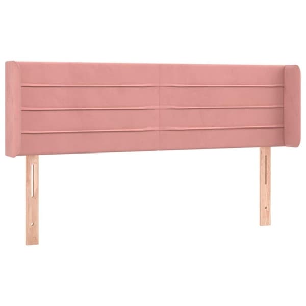 vidaXL sengegavl med kanter 147x16x78/88 cm fløjl lyserød