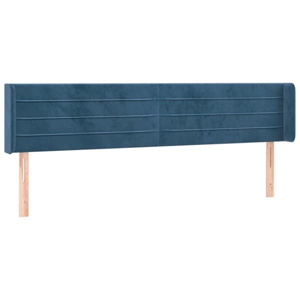 vidaXL sengegavl med kanter 163x16x78/88 cm fløjl mørkeblå