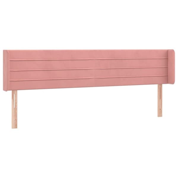 vidaXL sengegavl med kanter 163x16x78/88 cm fløjl lyserød