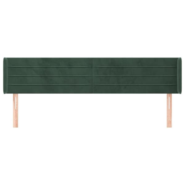 vidaXL sengegavl med kanter 203x16x78/88 cm fløjl mørkegrøn