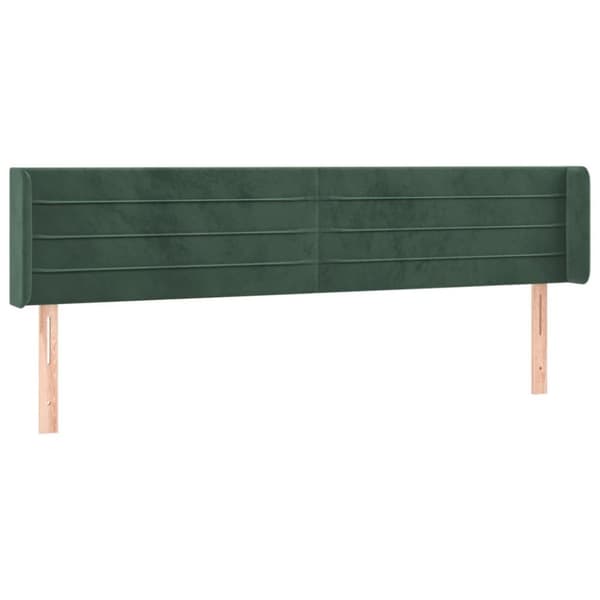 vidaXL sengegavl med kanter 203x16x78/88 cm fløjl mørkegrøn