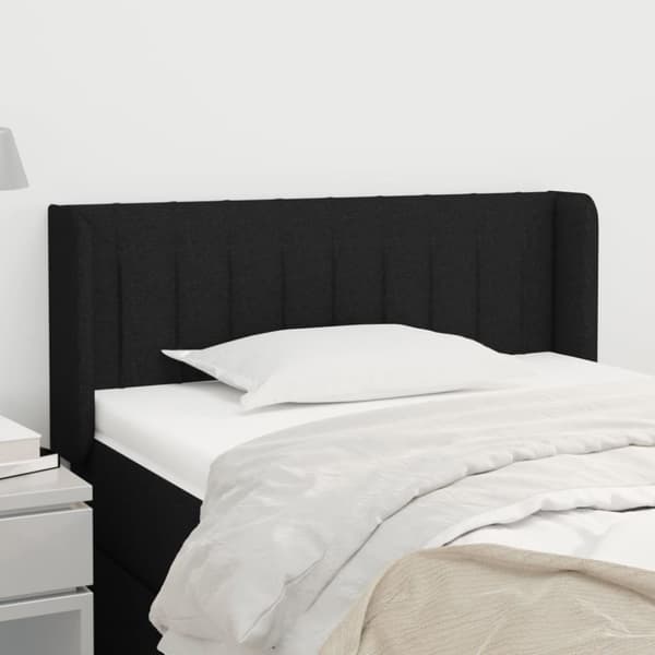 vidaXL sengegavl med kanter 93x16x78/88 cm stof sort