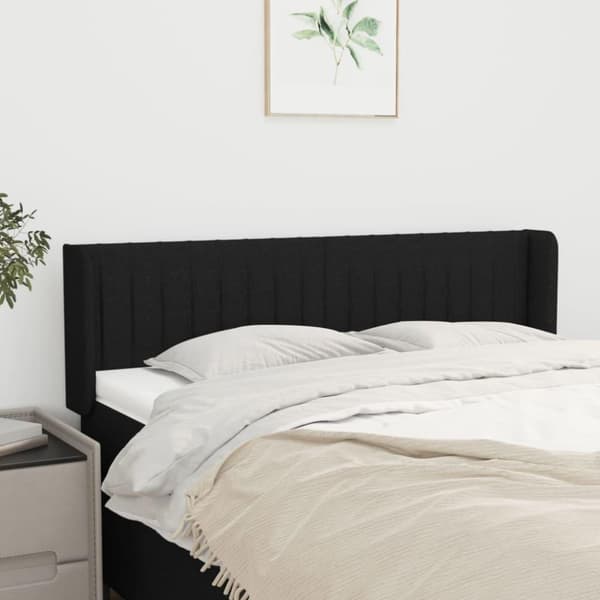 vidaXL sengegavl med kanter 147x16x78/88 cm stof sort