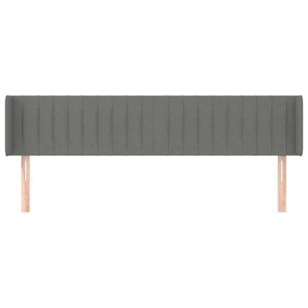 vidaXL sengegavl med kanter 183x16x78/88 cm stof mørkegrå