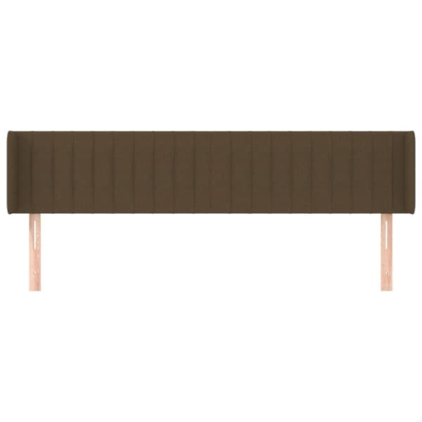 vidaXL sengegavl med kanter 203x16x78/88 cm stof mørkebrun